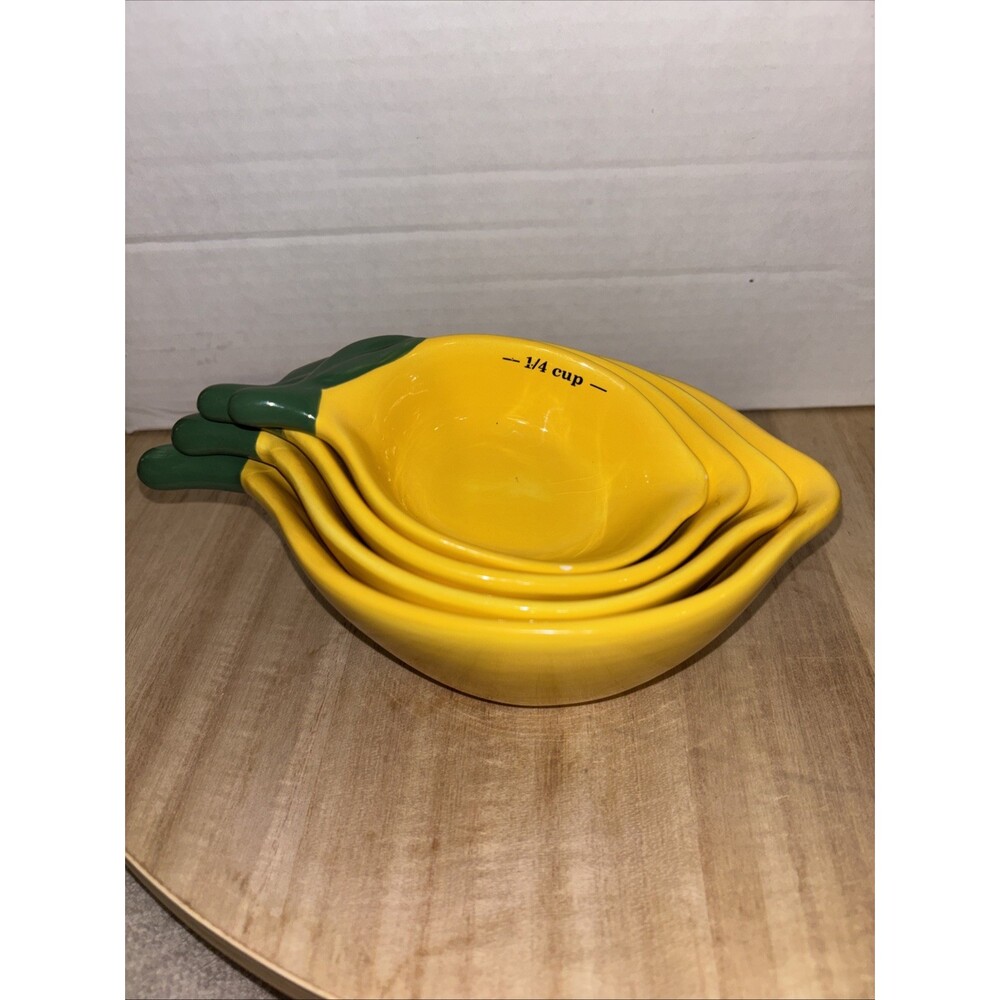 Ceramic Lemon Measuring Cups Set 4 Piece Yellow Nesting Kitchen Decor Ashland